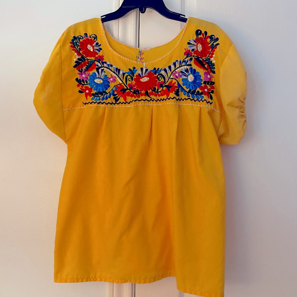 Mexican floral puff sleeve top